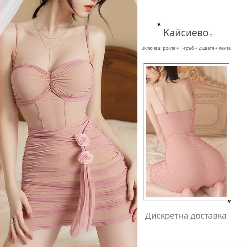 Секси нощница с презрамки от мрежеста тъкан, прозрачен полиестер, тънка материя (90–95% полиестер), артикул 5006