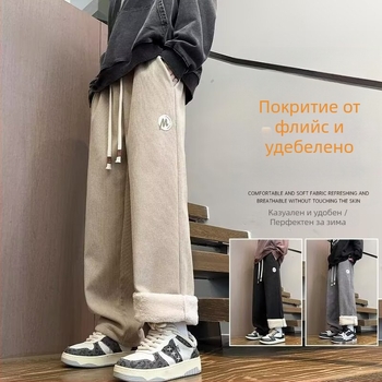 Спортни панталони за тийнейджърки, свободна straight кройка, памук-спандекс, ластик в талията, дебела материя (смес памук-спандекс, ластик, свободна кройка, дебела материя)