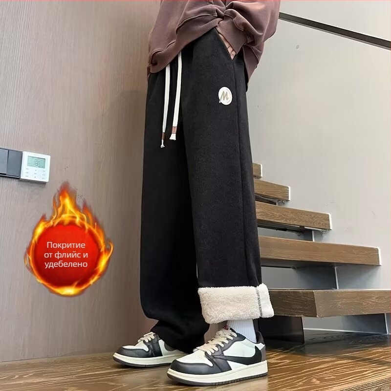 Спортни панталони за тийнейджърки, свободна straight кройка, памук-спандекс, ластик в талията, дебела материя (смес памук-спандекс, ластик, свободна кройка, дебела материя)