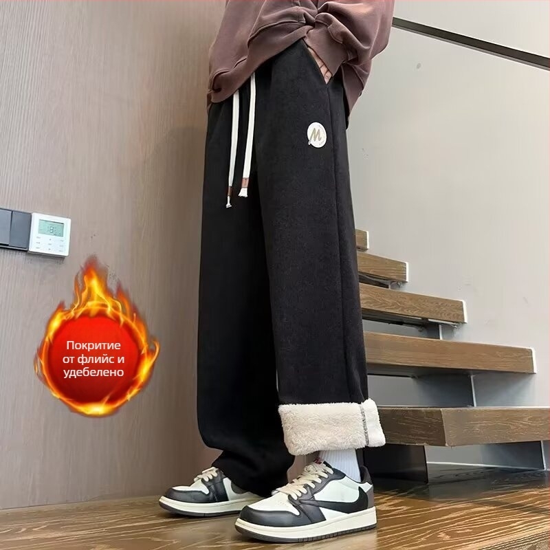 Спортни панталони за тийнейджърки, свободна straight кройка, памук-спандекс, ластик в талията, дебела материя (смес памук-спандекс, ластик, свободна кройка, дебела материя)