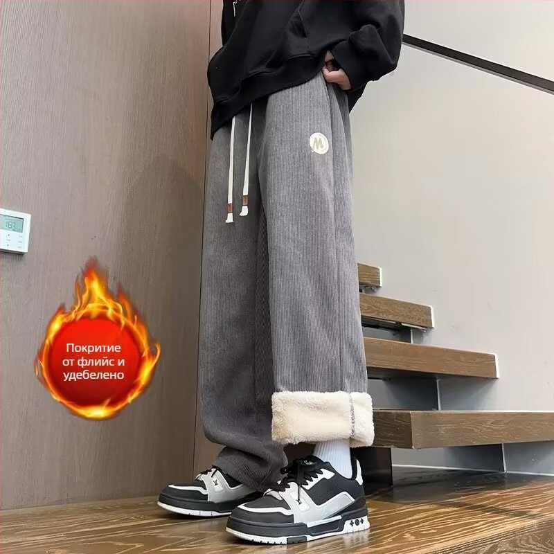 Спортни панталони за тийнейджърки, свободна straight кройка, памук-спандекс, ластик в талията, дебела материя (смес памук-спандекс, ластик, свободна кройка, дебела материя)