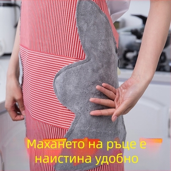 Без ръкави ленен фартух, водоустойчив, с голям джоб, карикатурен модел