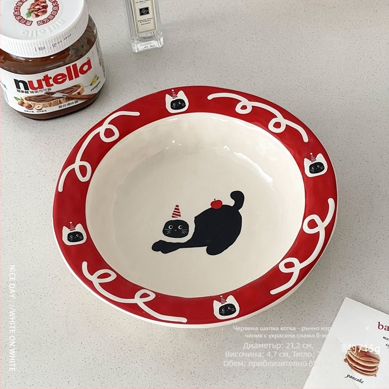 Порцеланова чиния за следобеден чай, кръгла, диаметър 18–18,9 cm, микровълнова безопасна, декал с висока температура, мотив животни