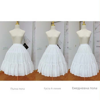 Lolita петикула с опора от рибена кост, 3 пръстена, регулируема пухкавост, Piron стил: единичен стоманен пръстен, еднослойна прежда