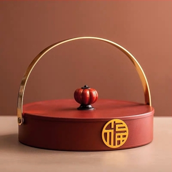 Фруктова чиния с капак, ретро китайски стил, луксозен дизайн, разделени отделения, подходяща за дневна за закуски, сушени плодове и ядки