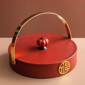 Фруктова чиния с капак, ретро китайски стил, луксозен дизайн, разделени отделения, подходяща за дневна за закуски, сушени плодове и ядки