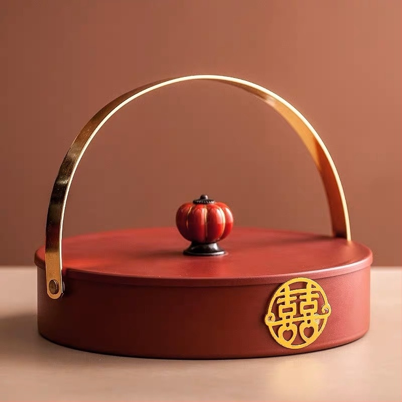 Фруктова чиния с капак, ретро китайски стил, луксозен дизайн, разделени отделения, подходяща за дневна за закуски, сушени плодове и ядки