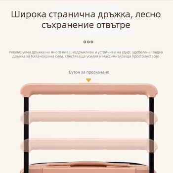 Мило карикатурно куфарче за пътуване с широка телескопична дръжка, кодова ключалка, тихи въртящи се колела — здраво и издръжливо за ученици