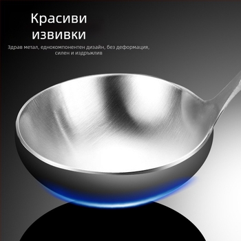 Кухненска лъжица-шпатула от 304 неръждаема стомана, дълга дръжка, незалепваща повърхност, висока температурна устойчивост, защита от изгаряния