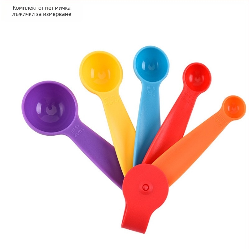 Пластмасов комплект измервателни чаши и лъжички, 10 части, гравирани и регулируеми за печене
