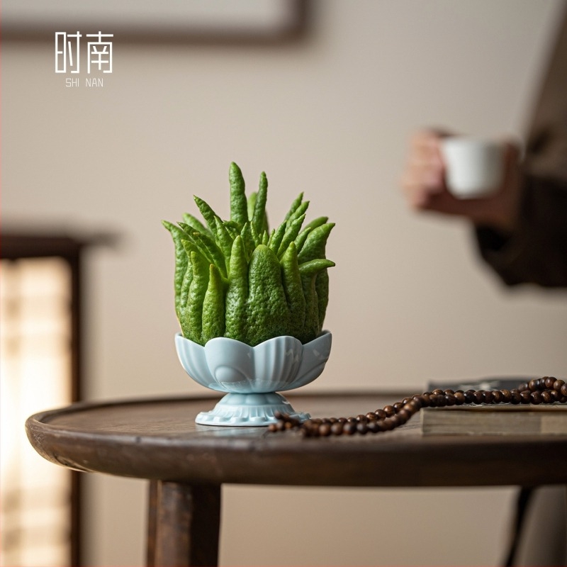 Порцеланов поднос за плодове в дзен стил с мотив лотос и бергамот, марка Shinan, стил New Chinese Style, пролет 2020