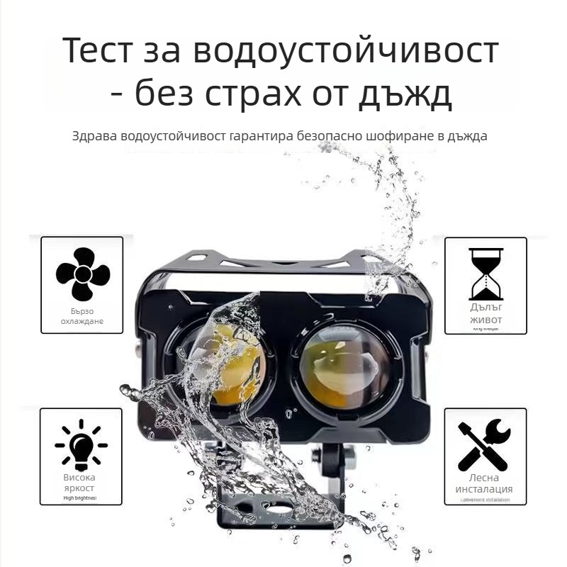 LED фар за мотоциклети и електрически превозни средства — Миньони Eye Spotlight, алуминиева конструкция, DC 12-80V, IP65, 50 000 ч живот