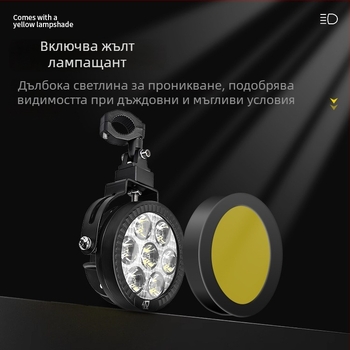 LED фар за мотоциклет 9005 - 120W, 12000 lm, 12-36V, алуминиева сплав, прахо- и водоустойчив, A+ клас, универсална съвместимост 98% модели