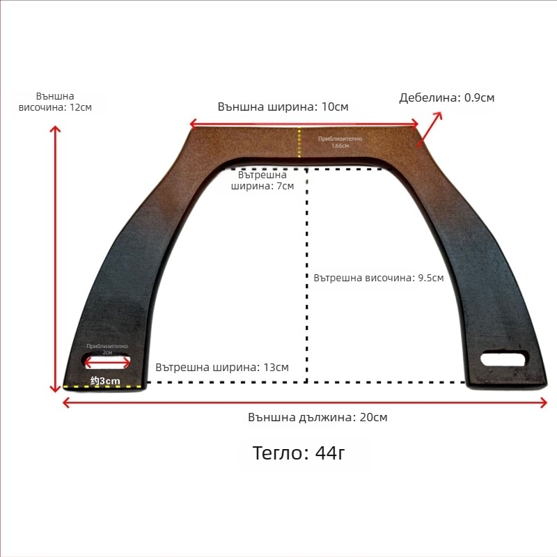 Дървена чанта с дървена дръжка и геометричен принт, стил национален тренд и нов стил, пролет 2024