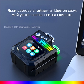 Безжичен Bluetooth говорител за открито със субуфер, цветен екран и метеорологичен часовник, 5W, Bluetooth 5.3, IPX7, вградена батерия 1000–1200 mAh