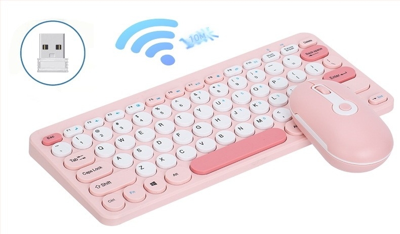 Безжичен комплект клавиатура и мишка HK-09, 78 клавиша мини компакт, USB клавиатура + USB мишка, 1600dpi