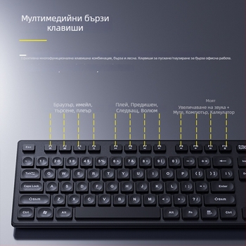 Кабелен комплект клавиатура и мишка USB, 1200dpi, USB интерфейс, дължина на кабела 1.4 м