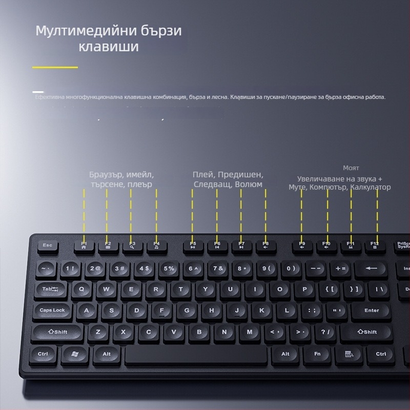 Кабелен комплект клавиатура и мишка USB, 1200dpi, USB интерфейс, дължина на кабела 1.4 м
