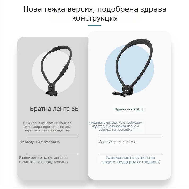 TELESIN SE2.0 Халтер за врата за екшън камери — силиконов, универсална съвместимост