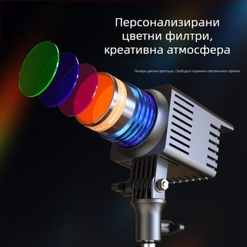 Професионална фотографска светлина, 48W COB LED, 3000–5600K, регулируема яркост
