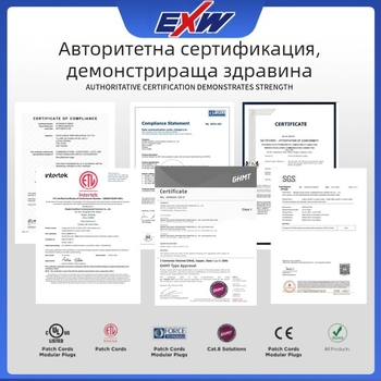 Nbexw Cat8 Patch кабел, пренос 500, работна температура -25°C, температура на съхранение 125°C, опънна якост 10, компресивна якост 20, дължина по поръчка
