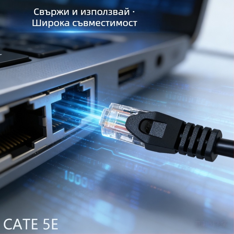 CAT6 Ethernet кабел - Гигабитен 1000 Mbps, за лаптоп/рутер/PC, домашна/офисна мрежа, работна температура -20 до 60°C