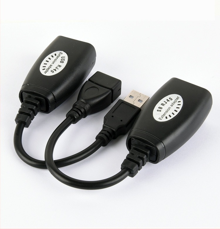 USB удължител през RJ45, обхват 50 м, USB към RJ45 удължителен кабел, RJ45 мрежова връзка, универсална съвместимост, тегло 0,1 кг