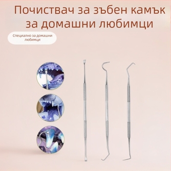 Стоманен комплект стоматологични инструменти за домашни любимци — зъбен пробник и почистващ зъбен камък, 55 g