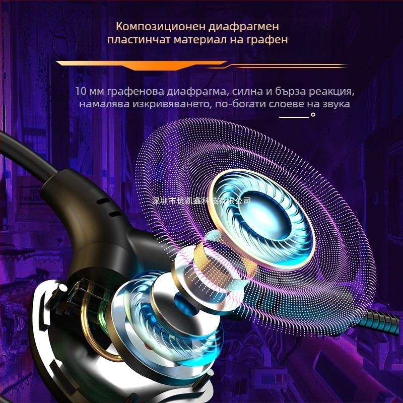 Игрови ушни слушалки с кабел и микрофон, модел G59, 3,5 мм конектор, пуснати през 2024-08-29, поддръжка за персонализация
