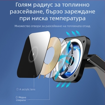 3-в-1 магнитно безжично зарядно за Apple Watch и AirPods (27W обща мощност, магнитно зареждане, QC3.0, 9V/3A)