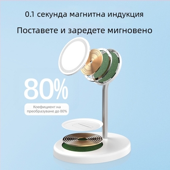 2-в-1 магнитна стойка и безжично зарядно 15W, PD бързо зареждане, за серия iPhone 15