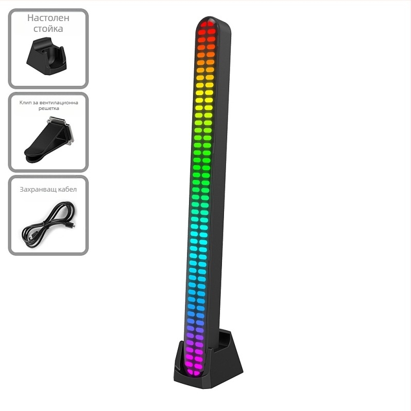 Ритмично амбиентно осветление с аудио-реактивни светлини за автомобилен интериор и настолен компютър, управление чрез приложение, захранване Type-C, умна светлина