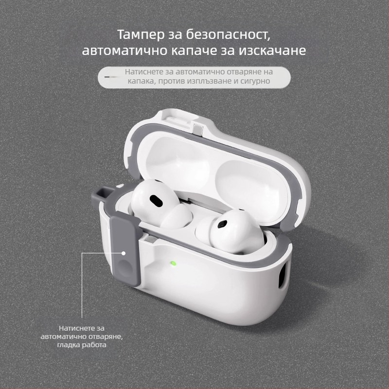 TPU защитен калъф за AirPods – многофункционален, преносим, универсален; изработен чрез инжекционно формоване, съвместим с Apple и Huawei