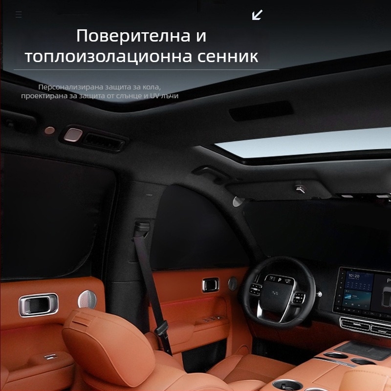 SHB Мрежест сенник за страничен прозорец на автомобил — издърпващ се монтаж, универсална съвместимост, геометричен модел, съвместим с Tesla (Y053)