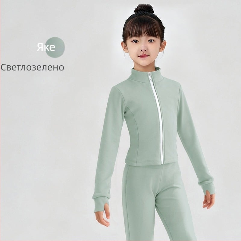 Naya детски балетен тренировъчен комплект: двучастен, с дълги ръкави и цип, меко докосване, полиестерна смес 80% полиестер, за деца 3–8 г., есен 2025