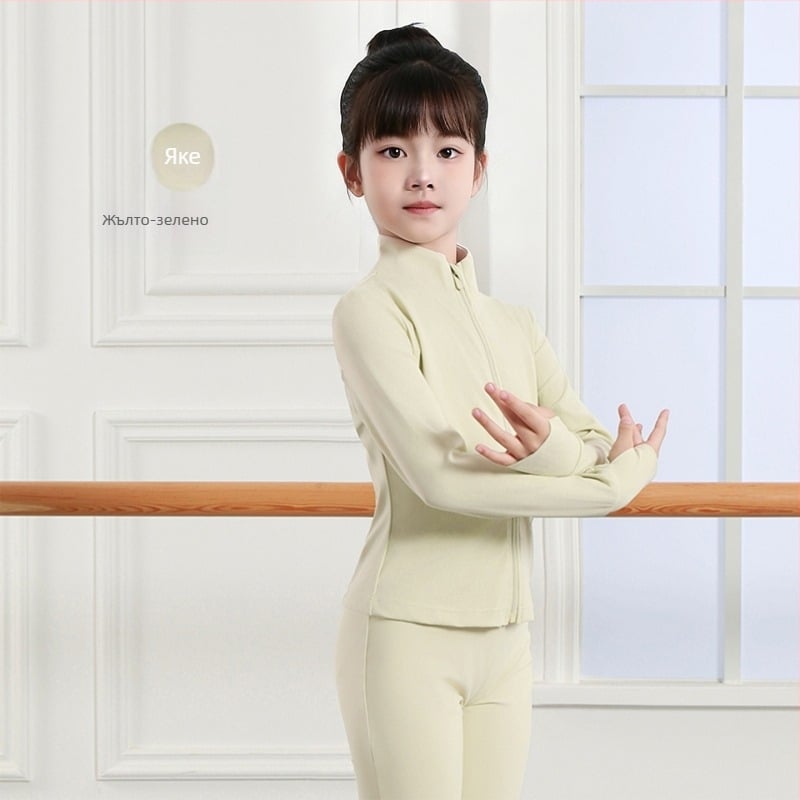 Naya детски балетен тренировъчен комплект: двучастен, с дълги ръкави и цип, меко докосване, полиестерна смес 80% полиестер, за деца 3–8 г., есен 2025