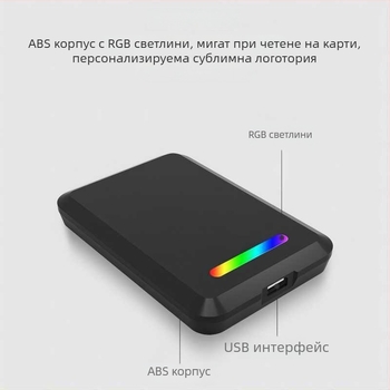 CF601 настолен RFID четец и издавач — безконтактно ISO18000-6C (EPC GEN2), 860–960 MHz, 0–50 cm обхват, време за четене 0.01 s, SDK и демонстрационен софтуер