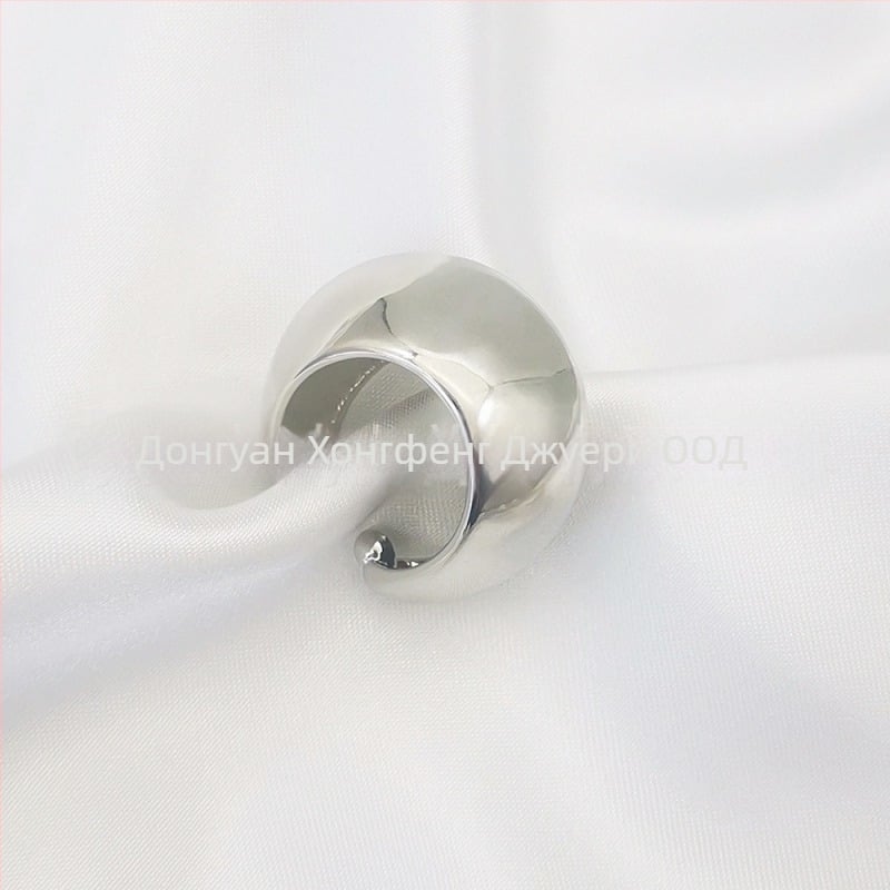 Дамски ретро пръстеновиден ушен клип, геометричен кръгъл дизайн, месинг и бяла стомана, електроплатирано покритие