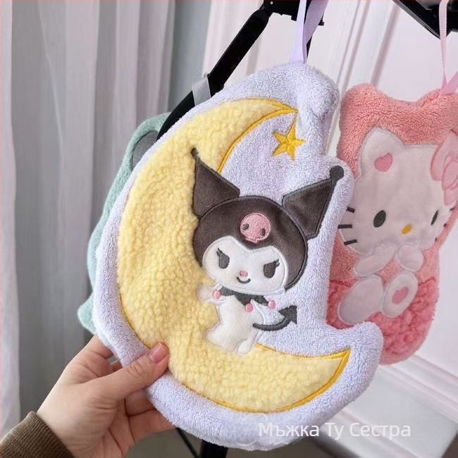 Хавлия за ръце с мило карикатурно куче с дълги уши Куломи, бродирана върху корал велур, тегло 30-50 г, 150D