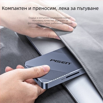 CFexpress четец за карти NJ-HB21, USB 3.2, външен, алуминиева сплав, Windows/Linux/macOS/iOS/Android