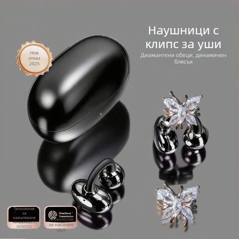 Bluetooth слушалки с щипка за ухо за спорт, стилен безжичен дизайн • Bluetooth 6.0 • обхват 10 м • стерео звук • време на работа 4–8 ч