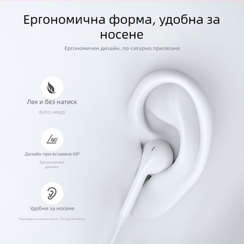 Жични ушни слушалки с микрофон, 3,5 мм прав щепсел, съвместими с Huawei/Oppo/Xiaomi/Vivo