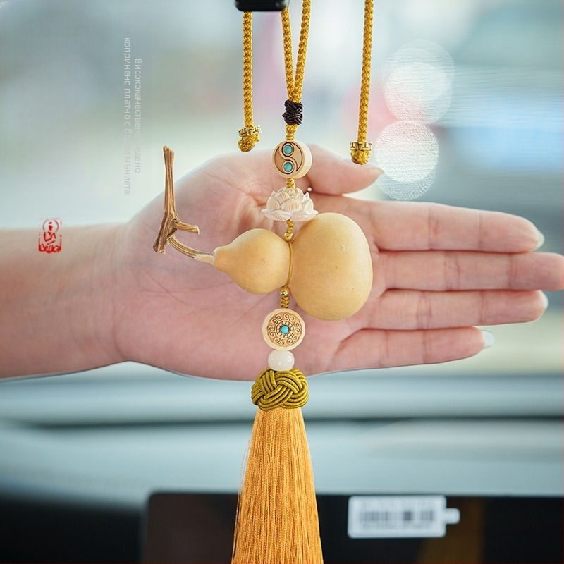 Baifujiang дървен автомобилен висулка за огледало за обратно виждане – ретро стил, мотив лотос