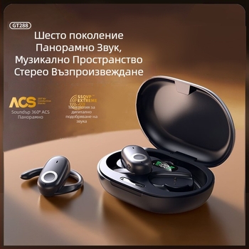 Безжични слушалки за ушен монтаж – Bluetooth 5.3, над 8 ч живот на батерията, IPX5 водоустойчивост, цифров дисплей, обхват 10 м