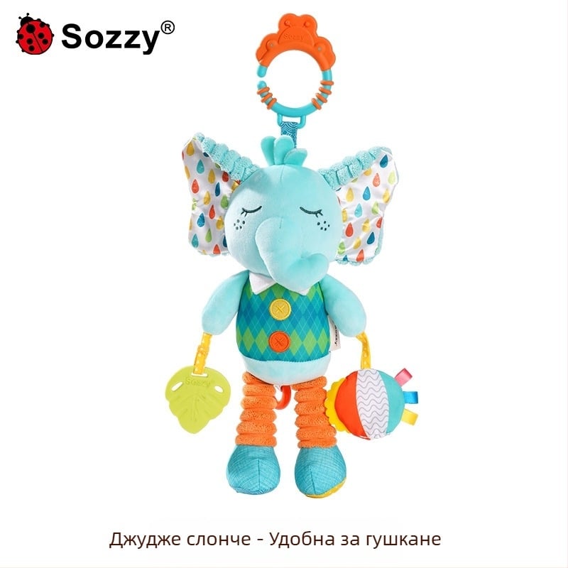 Sozzy новородена висяща играчка за количка – плюшена, успокояваща, подпомага развитие на емоции, зрение и координация ръка-око, за деца 0-3 години