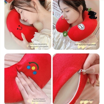 У-образна възглавница за шия с паметна пяна, Cartoon стил, Crystal Velvet плат (Пълнител: паметна пяна; Плат: Crystal Velvet; Стил: Карикатура; Форма: У-образна; Тегло: до 0.5 кг)