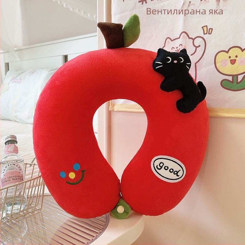 У-образна възглавница за шия с паметна пяна, Cartoon стил, Crystal Velvet плат (Пълнител: паметна пяна; Плат: Crystal Velvet; Стил: Карикатура; Форма: У-образна; Тегло: до 0.5 кг)
