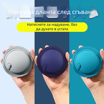 Инфлационна U-образна възглавница за пътуване, преносима и лека под 0,5 кг, с натисков вентил, флокирана материя