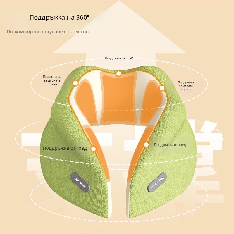 Паметова пяна U-образна възглавница за врата – охлаждаща, преносима за пътуване и офис, кожа-приятелски копринено фино покритие, бавно възстановяване