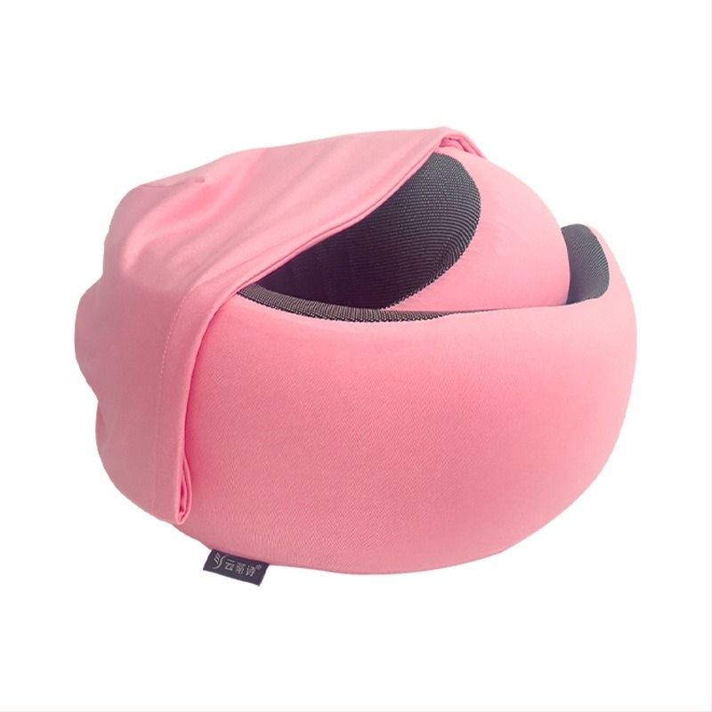 Yundishi U-образна възглавница за шия с паметна пяна и качулка – катионна тъкан, модерен минималистичен стил